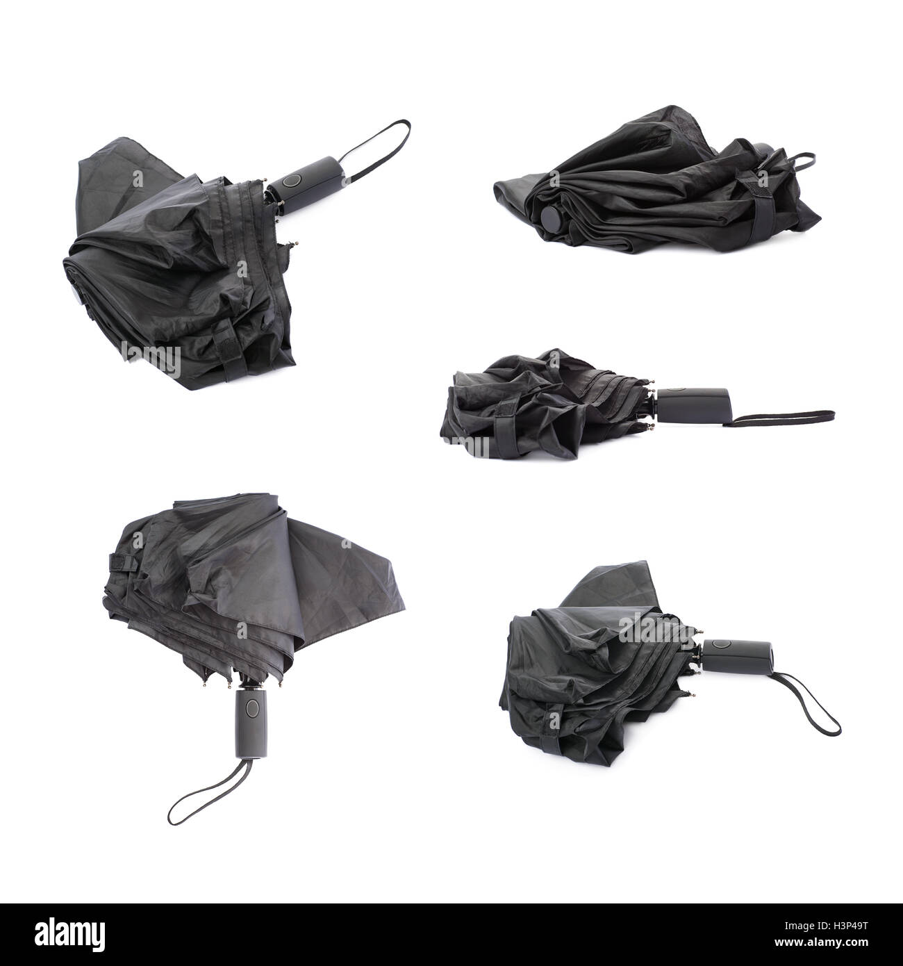 Set of Black umbrella isolated over the white background Stock Photo ...