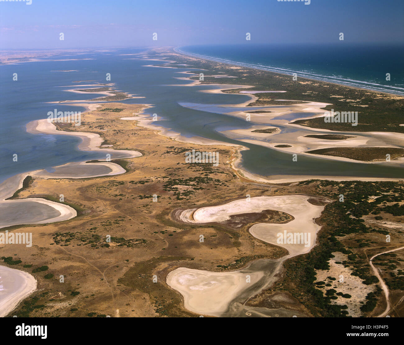 Lake Alexandrina and Younghusband Peninsula. Stock Photo