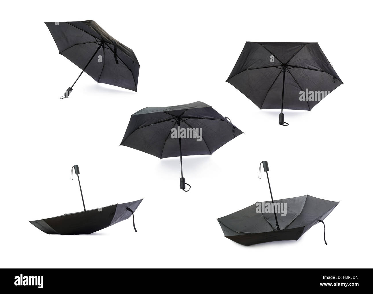 Set of Black umbrella isolated over the white background Stock Photo ...