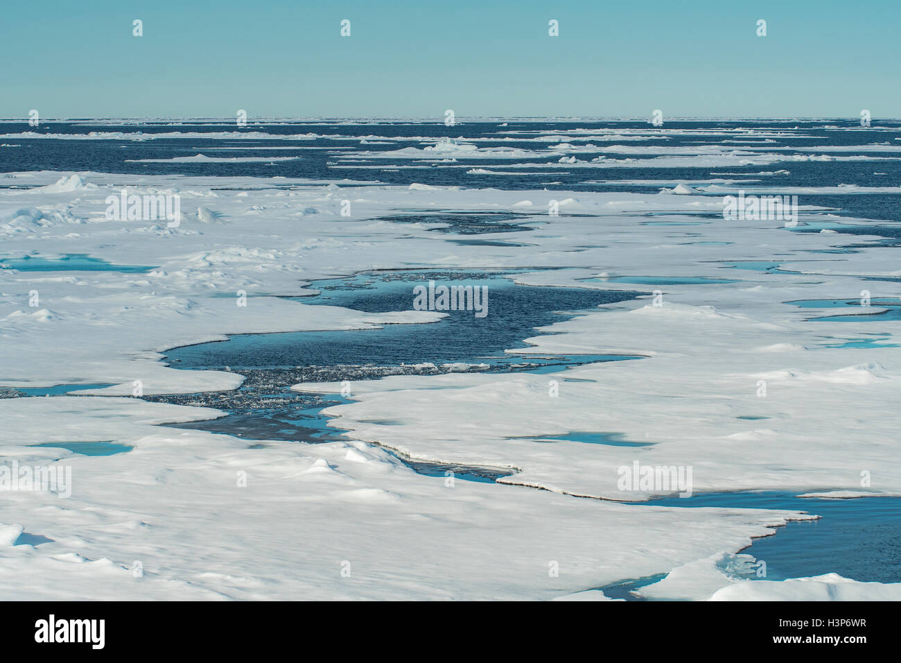 Pack Ice in Northern Arctic near Svalbard, Norway Stock Photo