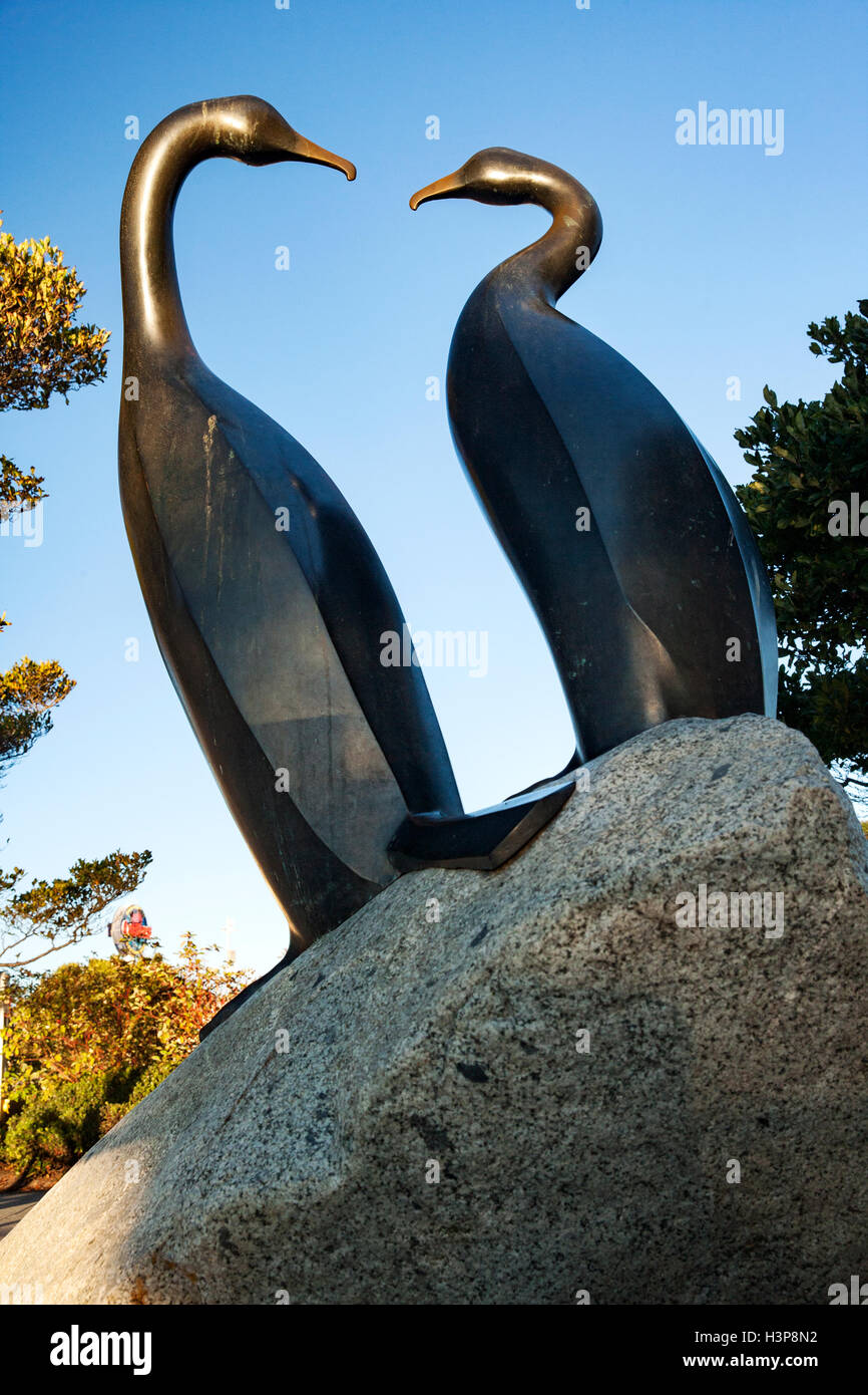 Cormorants Sculpture by Duncan McKiernan - Port Angeles City Pier - Port Angeles, Washington, USA Stock Photo