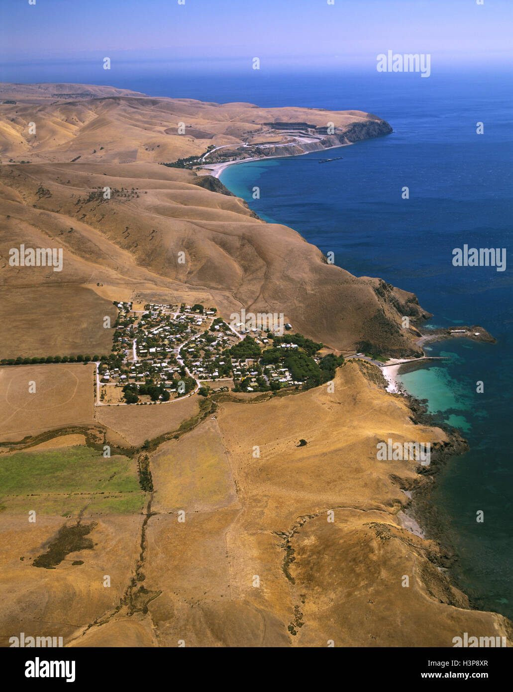 Townships of Second Valley and Rapid Bay beyond, Stock Photo