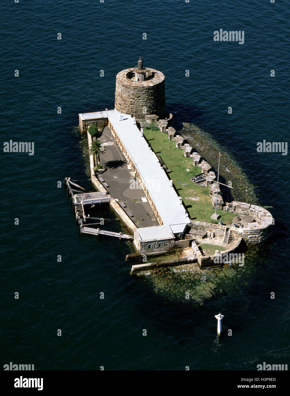 Fort Denison from the air. Stock Photo