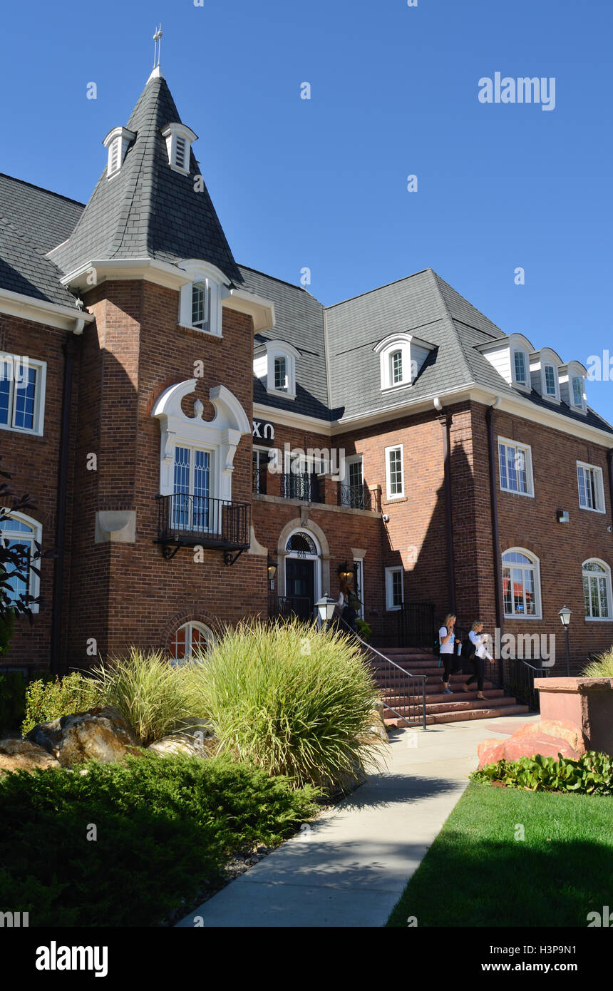 Chi Omega is a women s fraternity This house is next to the University of Colorado campus Stock Photo Alamy