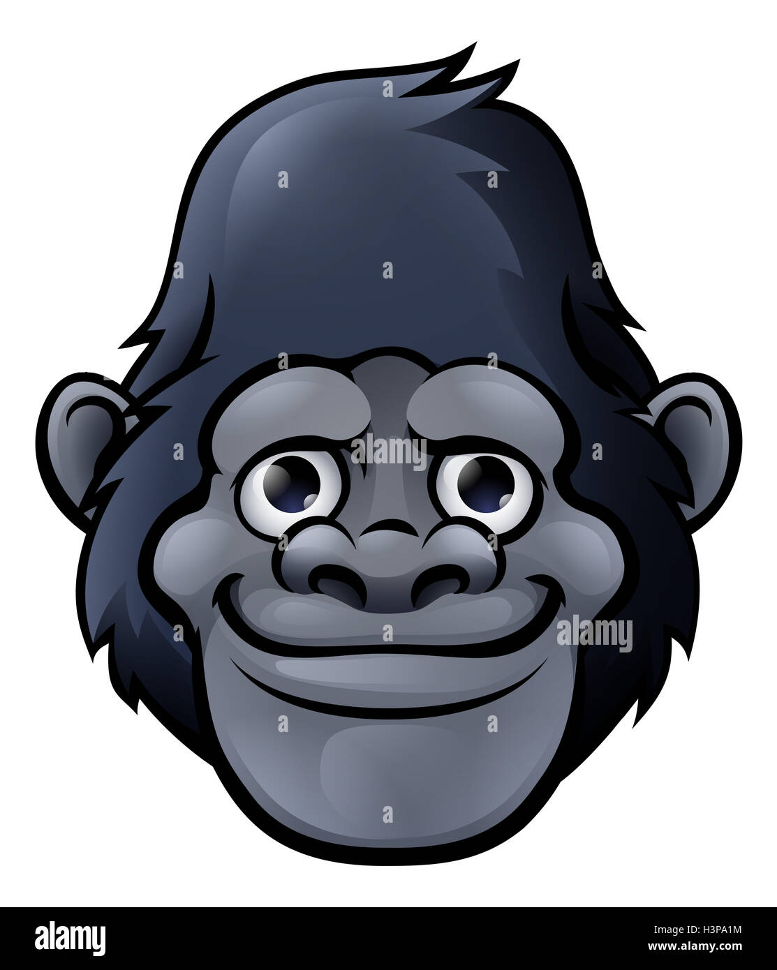 A cute friendly cartoon gorilla, monkey, ape or chimpanzee character face Stock Photo