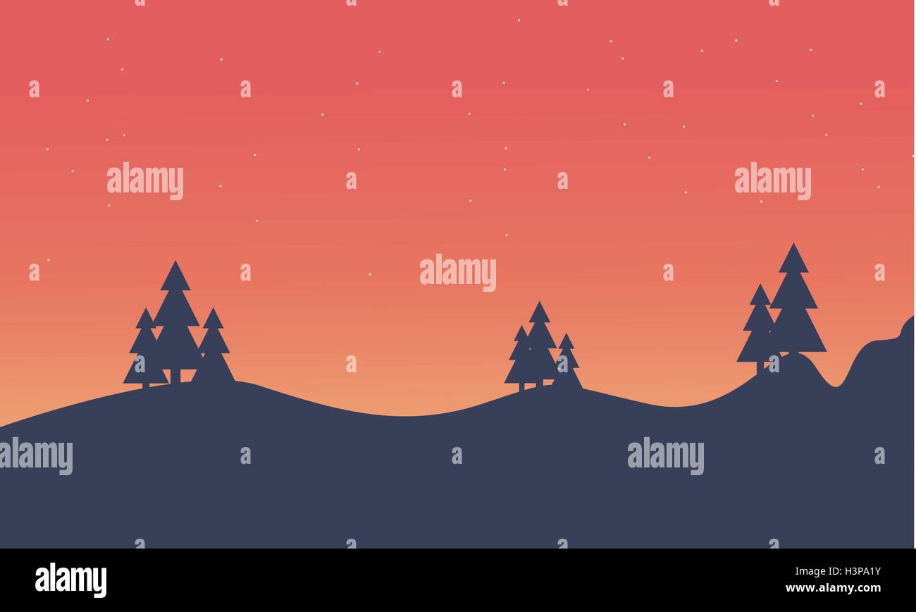 Silhouette of hill and spruce scenery Stock Vector Image & Art - Alamy