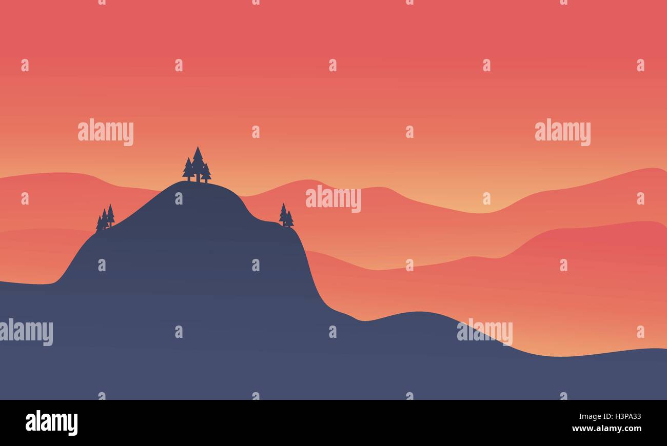 Silhouette of hight hill at sunset Stock Vector Image & Art - Alamy