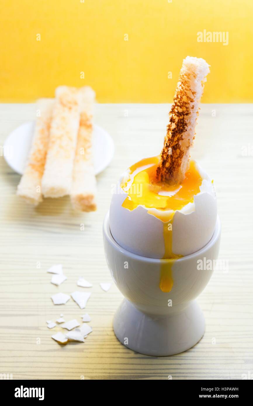 Soft boiled egg with toast soldiers Stock Photo Alamy