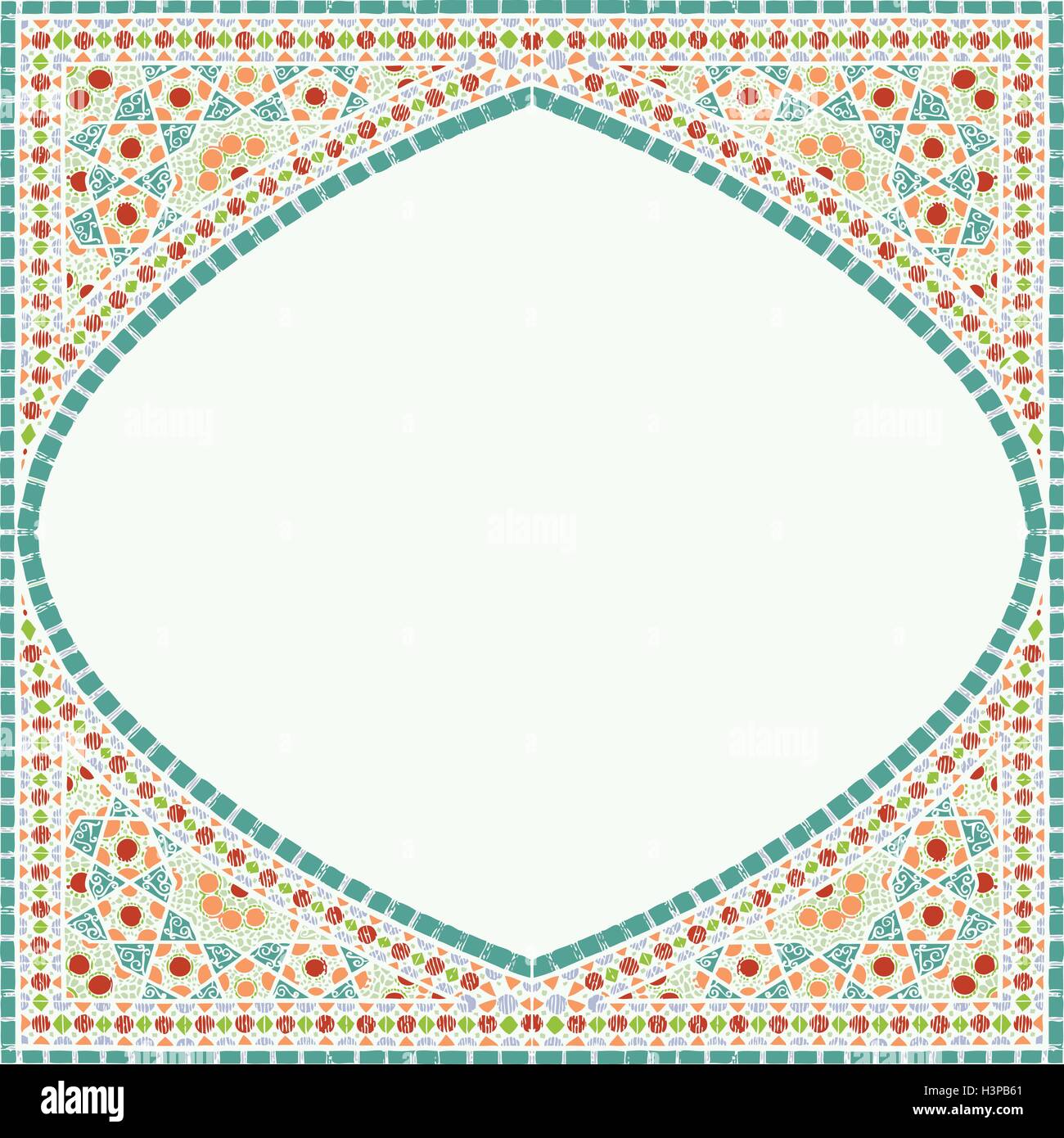Geometric corner frame pattern ethnic tile colorful abstract background vector Stock Vector