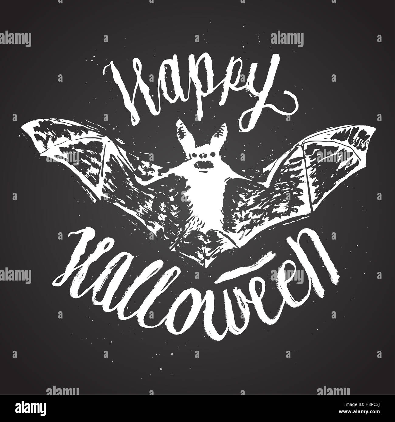 halloween sign calligraphy. scary bat rusty lettering vector. Stock Photo