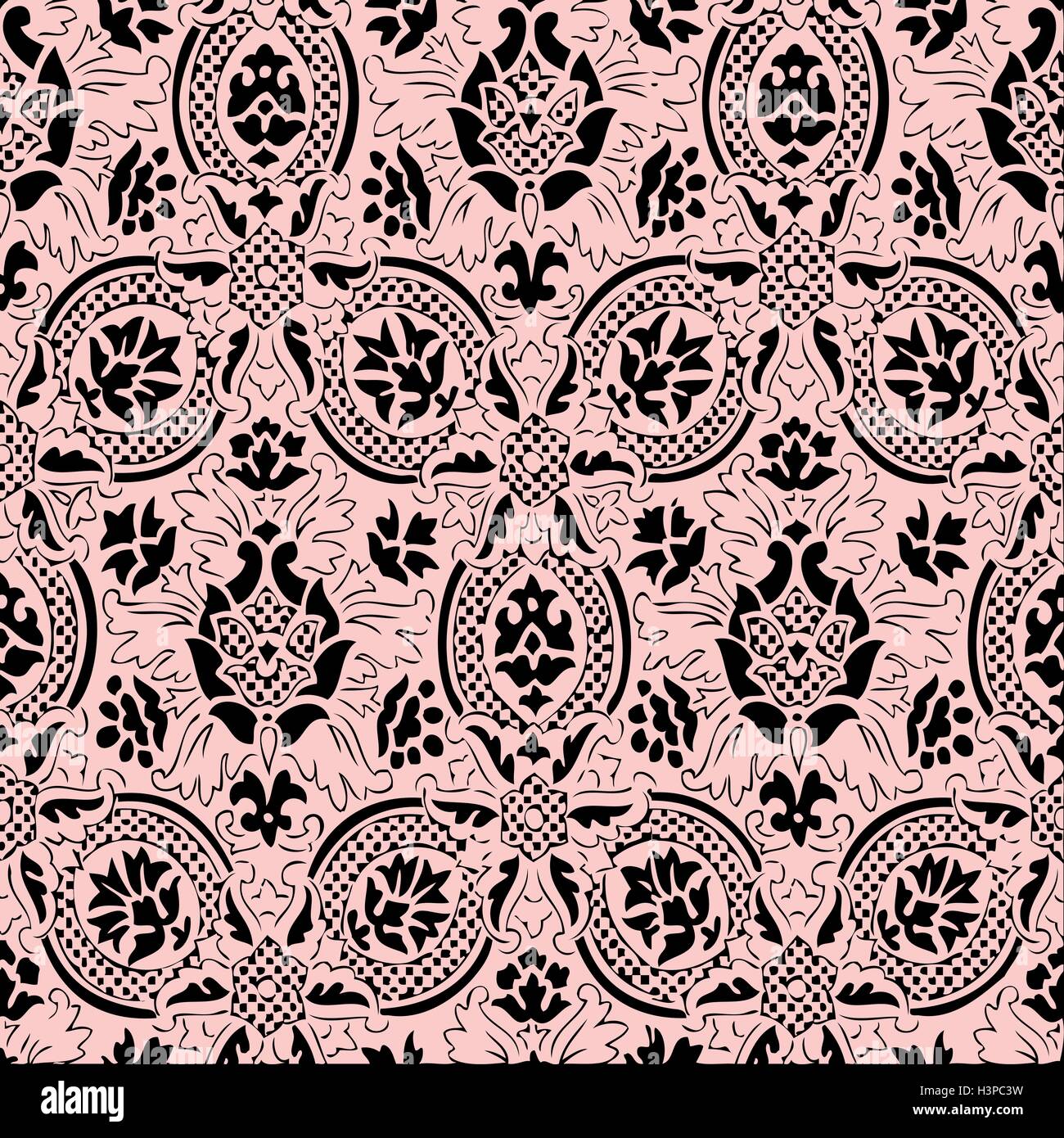 Pink and black lace Seamless abstract hand-drawn floral pattern, vintage  background. Seamless pattern can be used for wallpaper Stock Vector Image &  Art - Alamy