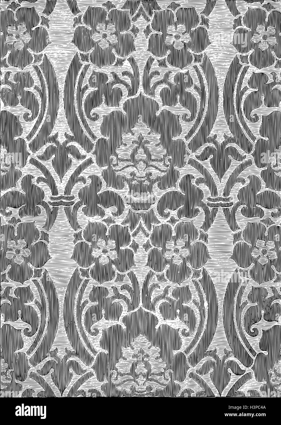 Black and white abstract striped floral pattern, vintage background