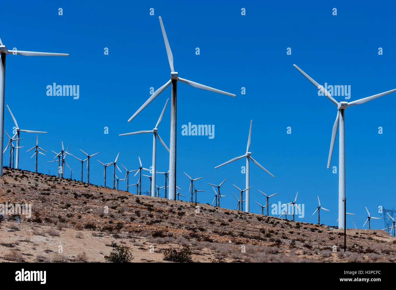 Windfarm near Indio and Coachella in California Stock Photo