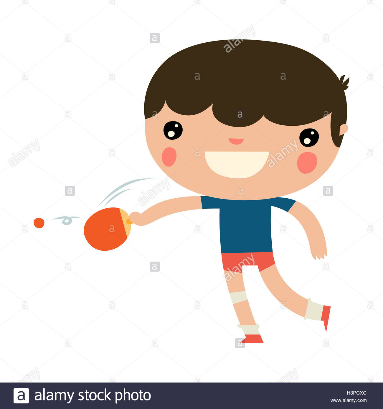 cute ping pong character. little boy playing table tennis Stock Photo