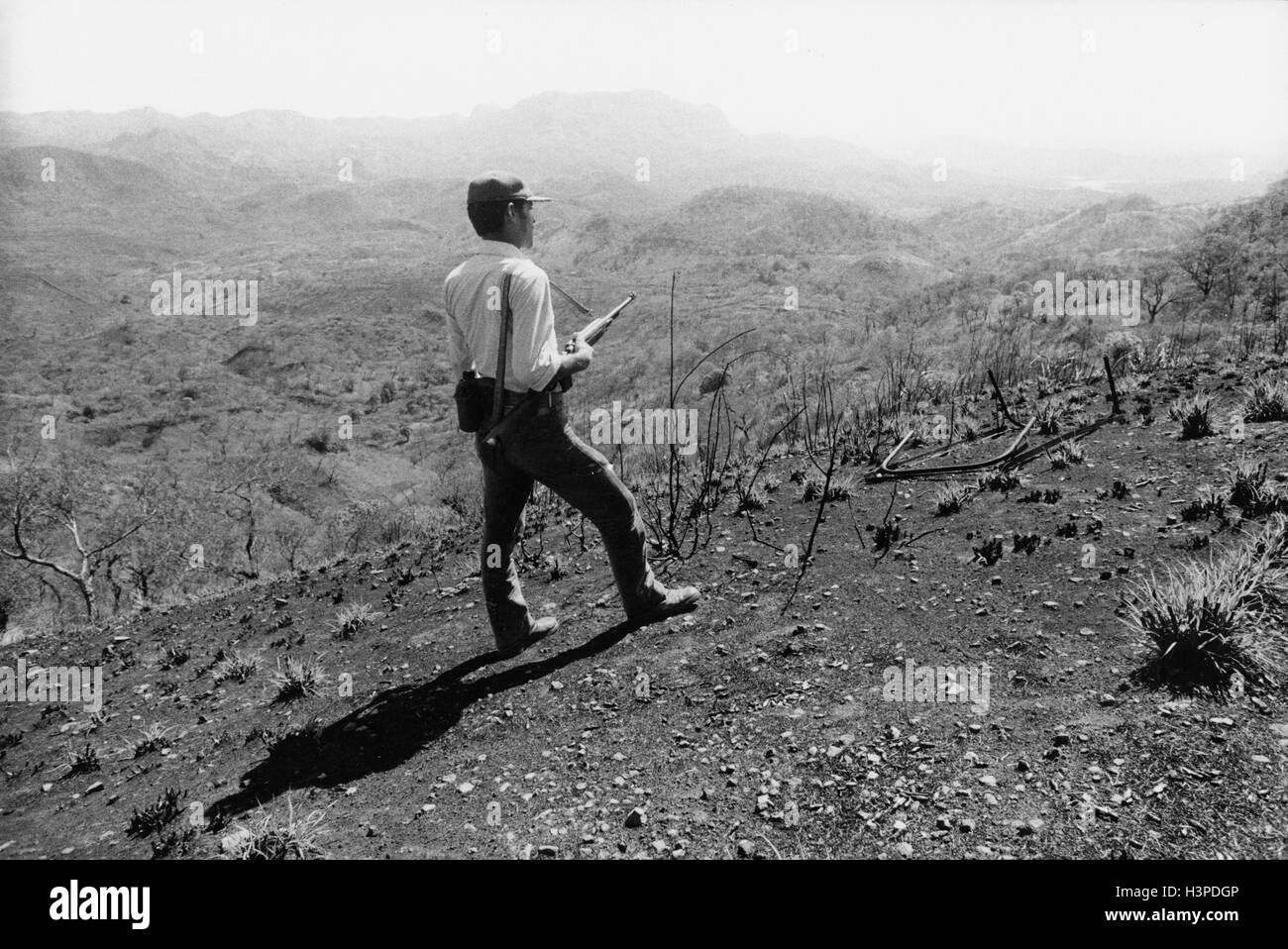 CHALATENANGO,  EL SALVADOR, FEB 1984: - Within the FPL Guerrilla's Zones of Control   Evaristo, a member of the PPL militia. Stock Photo