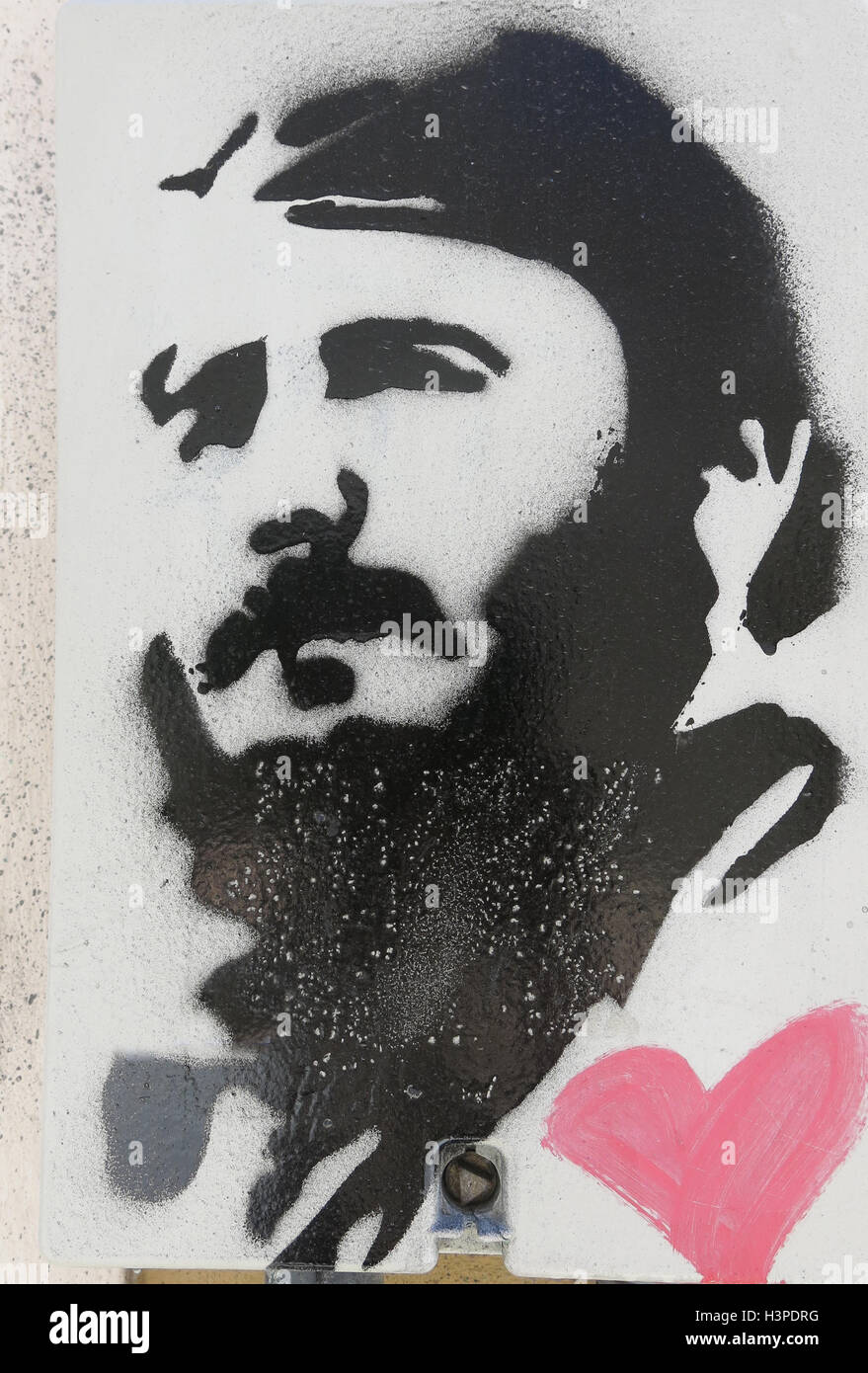 Tribute to Fidel Castro n the square Catalonia, Barcelona, Spain. He was a Cuban politician and revolutionary Stock Photo