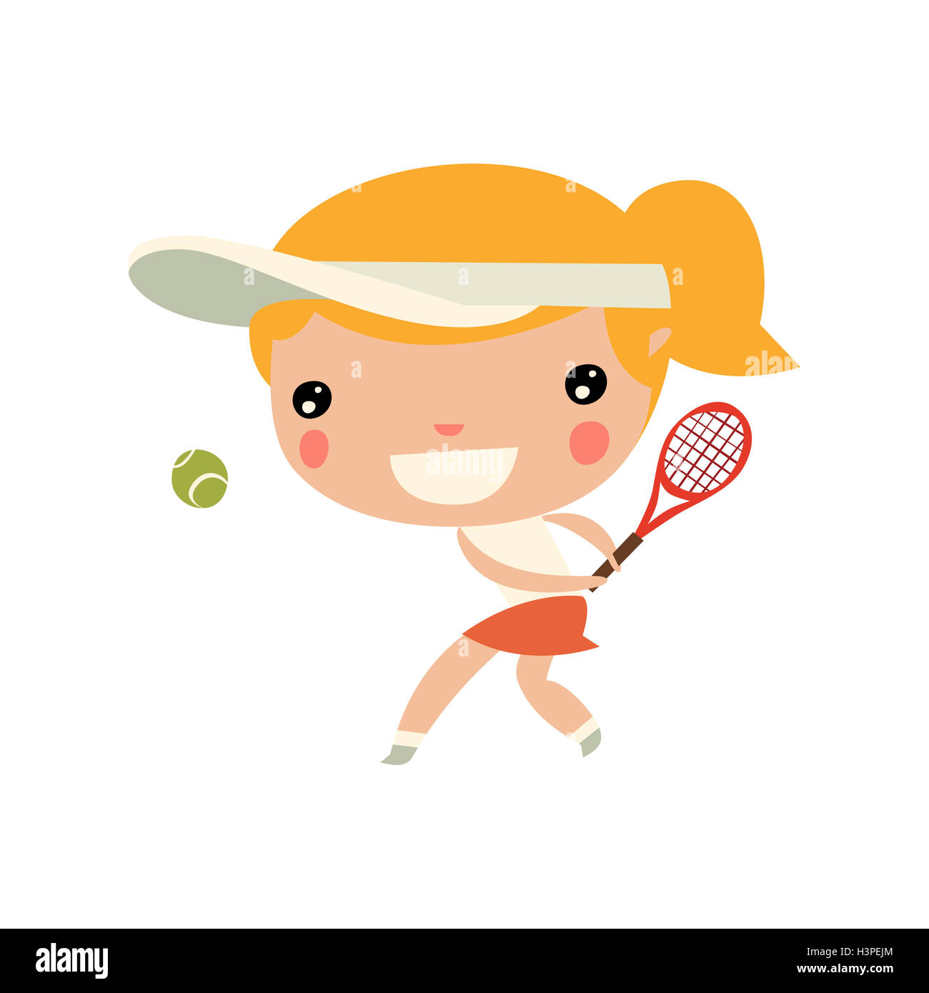 girl playing tennis. cute cartoon sports character Stock Photo Alamy