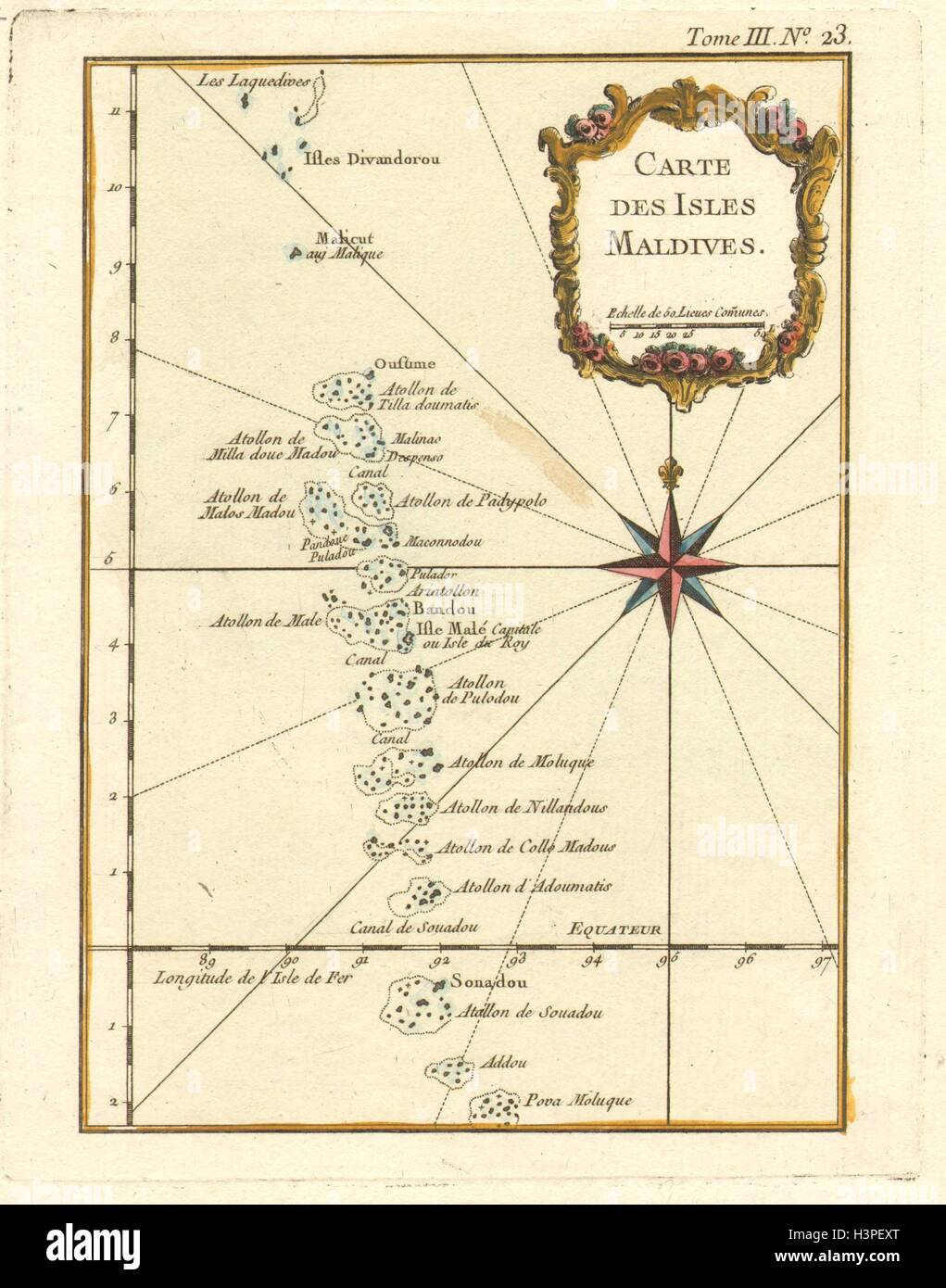 Carte Des Isles Maldives By Jacques Nicholas Bellin Islands C1750 Stock Photo Alamy