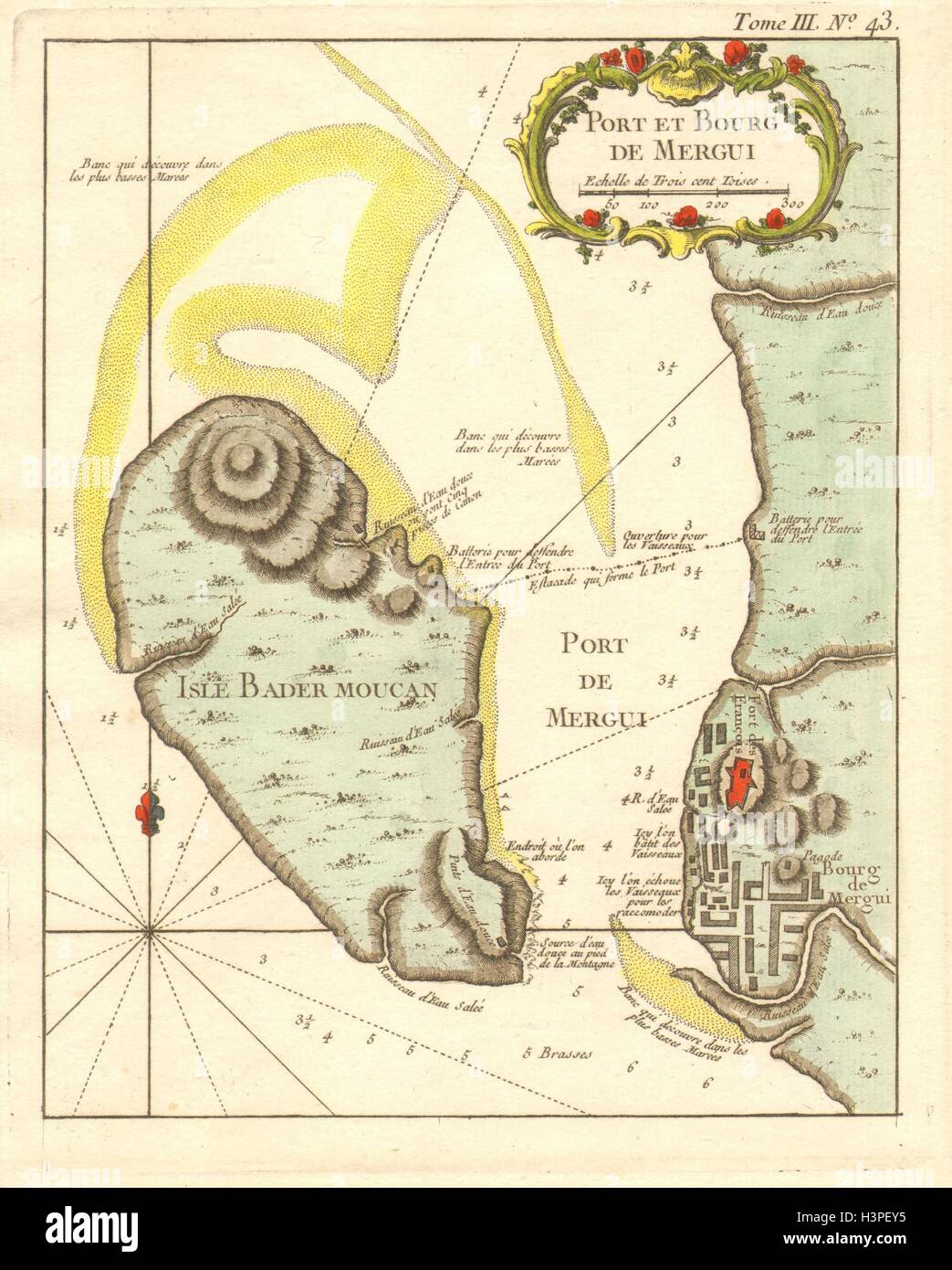 'Port et Bourg de Mergui' by J-N Bellin. Myeik, Myanmar Burma 1764 old ...