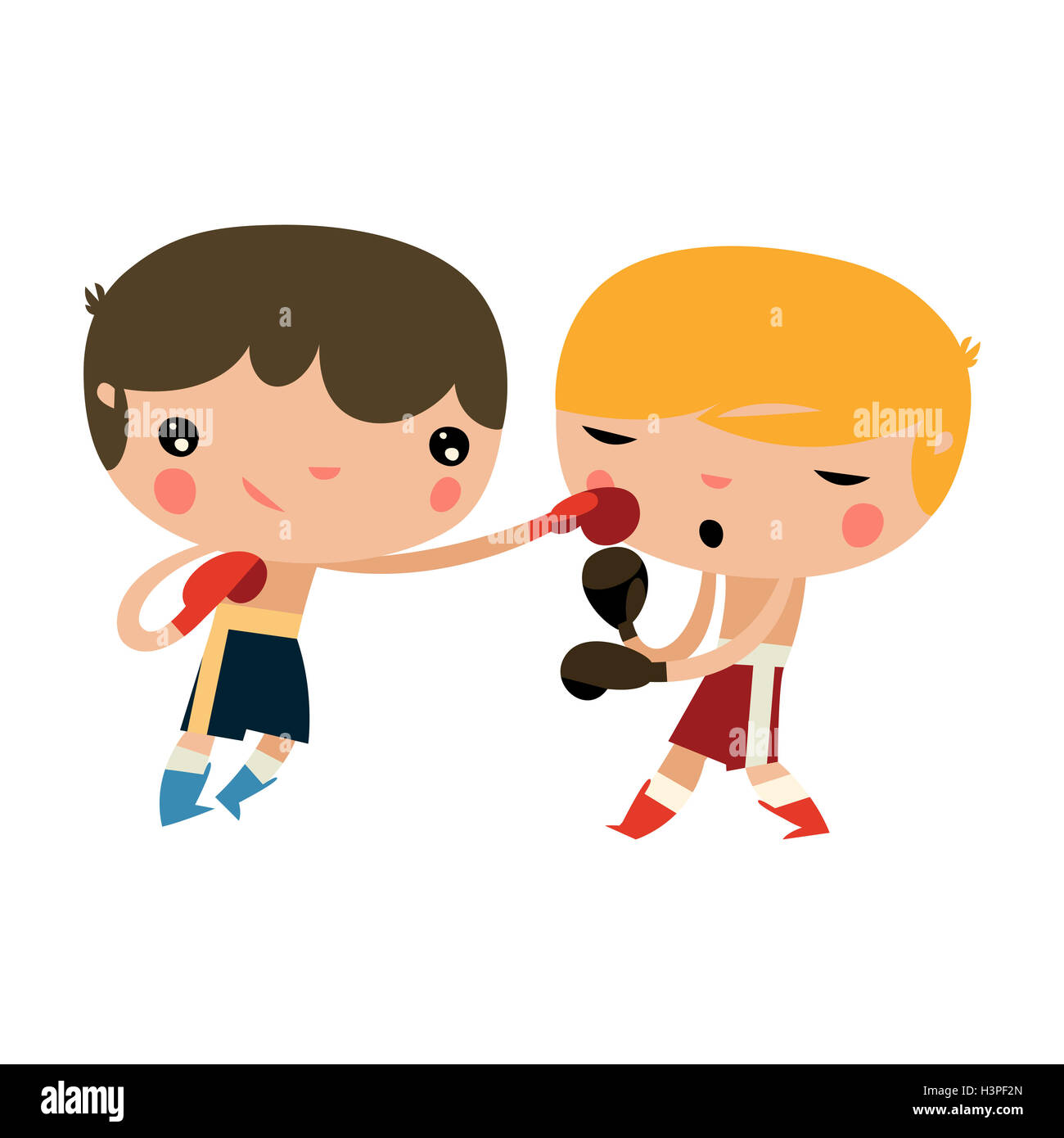 cute boxing kids. children fighting. boxing boys. Stock Photo