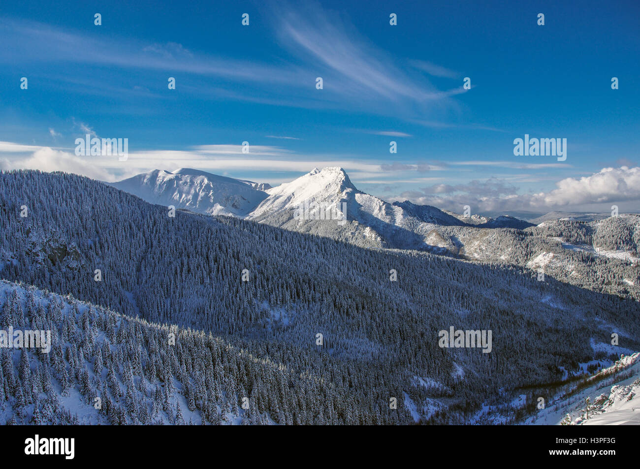 Beautiful scenery of the great snowy mountain peaks Stock Photo Alamy