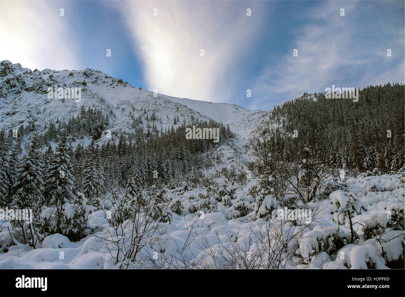 Beautiful scenery of snowy mountains Stock Photo - Alamy