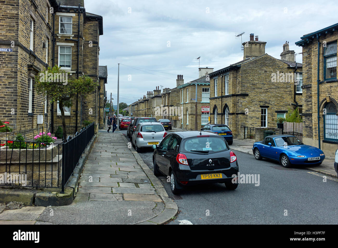 Houses and streets in the heritage village of Saltaire Stock Photo