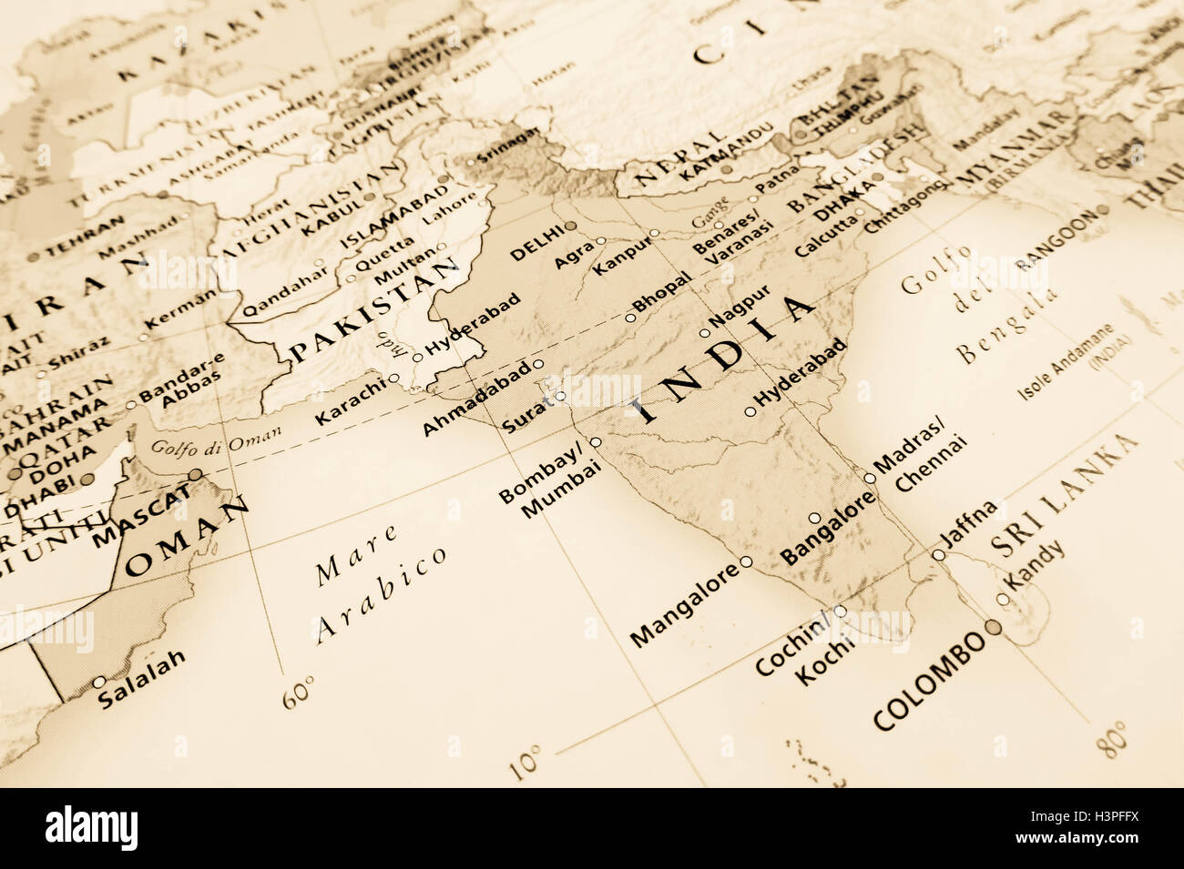 India geographical view Stock Photo