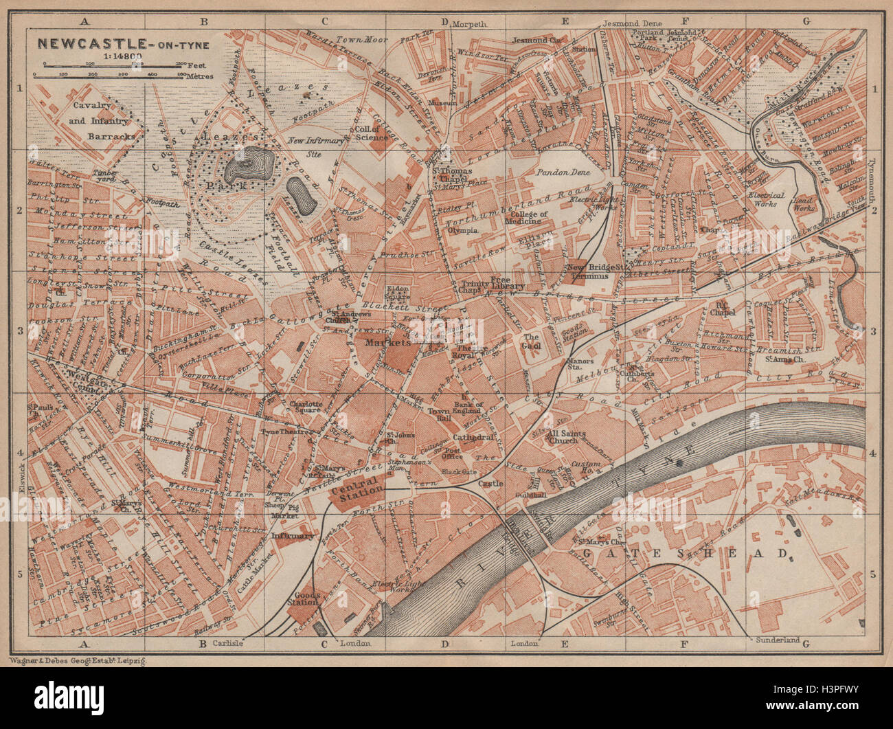 Old Street Map Of Gateshead Newcastle-Upon-Tyne Town City Plan. Gateshead Jesmond Shieldfield 1906 Old  Map Stock Photo - Alamy