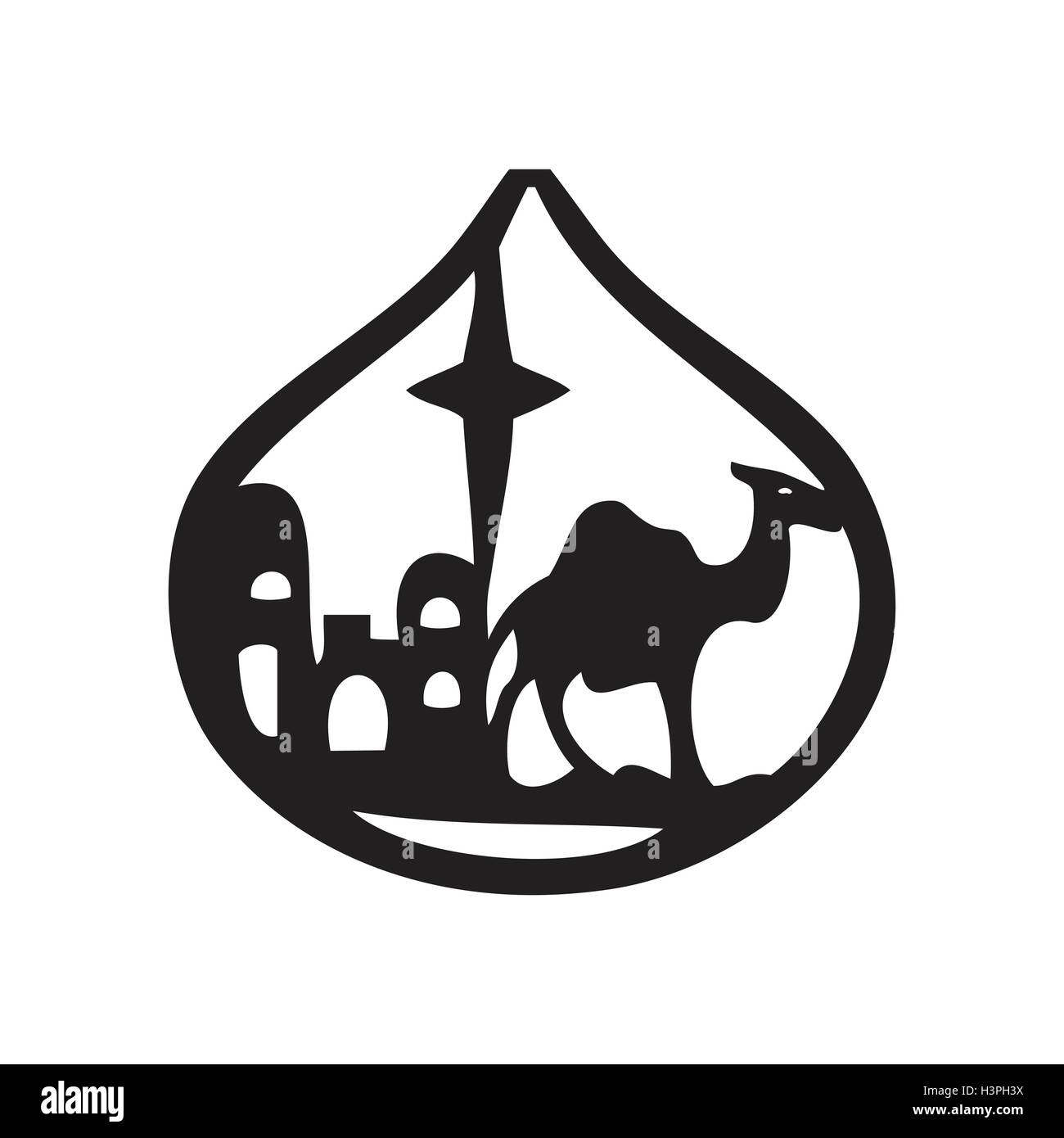 Adoration of the Magi silhouette icon vector illustration on white background. Scene of the Holy Bible Stock Vector