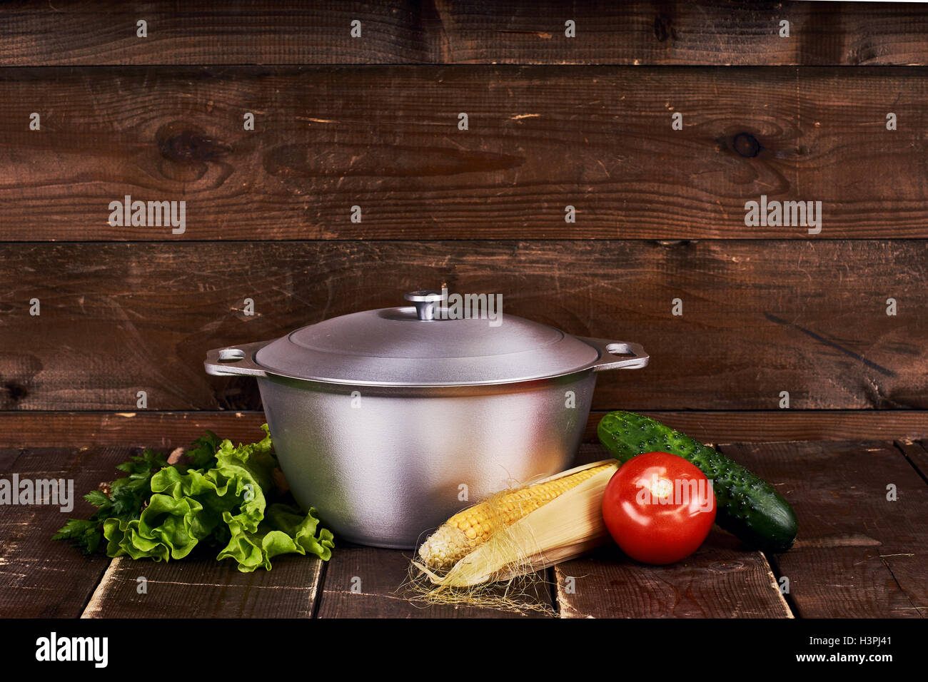 Cast aluminium pot Stock Photo Alamy