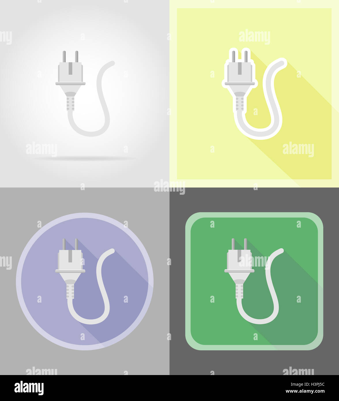 electrical plug flat icons illustration isolated on background Stock
