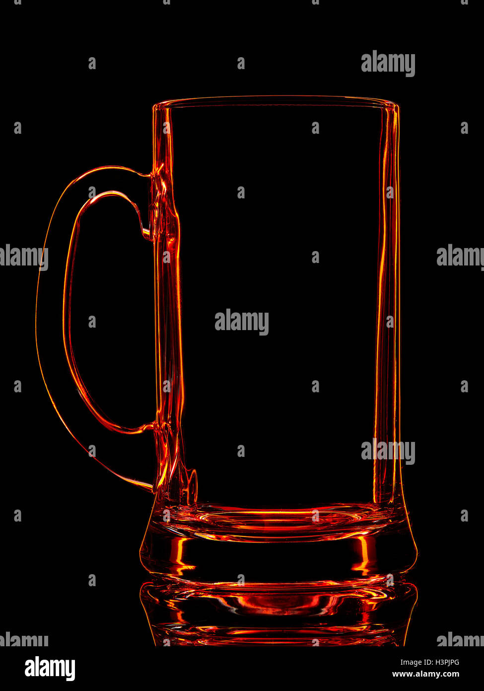 Silhouette of red beer glass on black Stock Photo