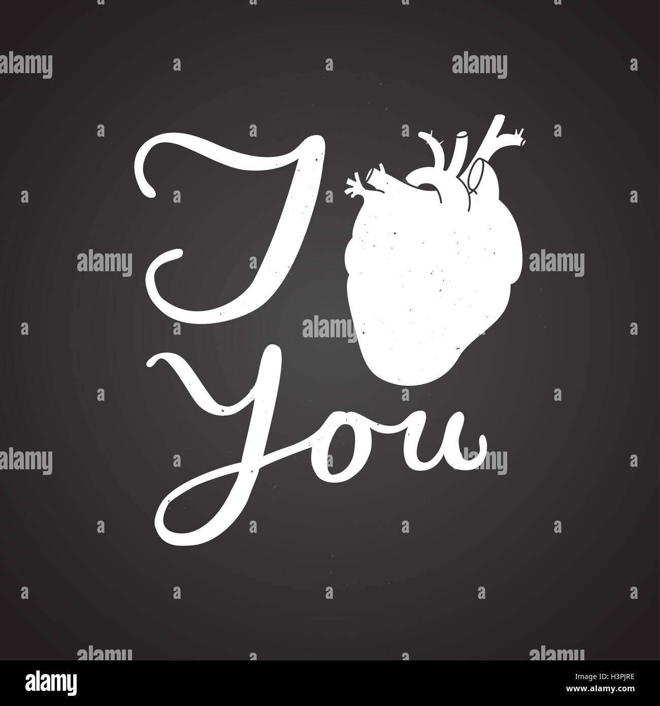 Human Heart Lettering love you sign. human heart logo. chalk on board lettering Stock Photo ...