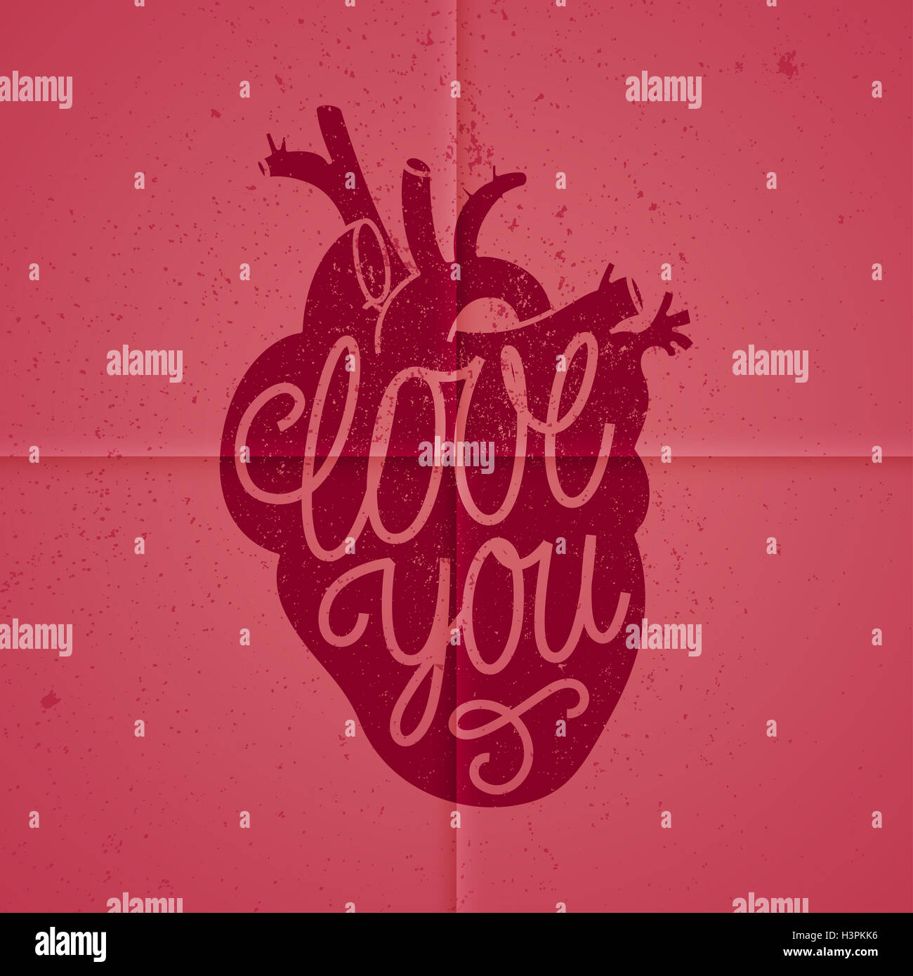 love human heart sign handwriting. pink paper background Stock Photo ...