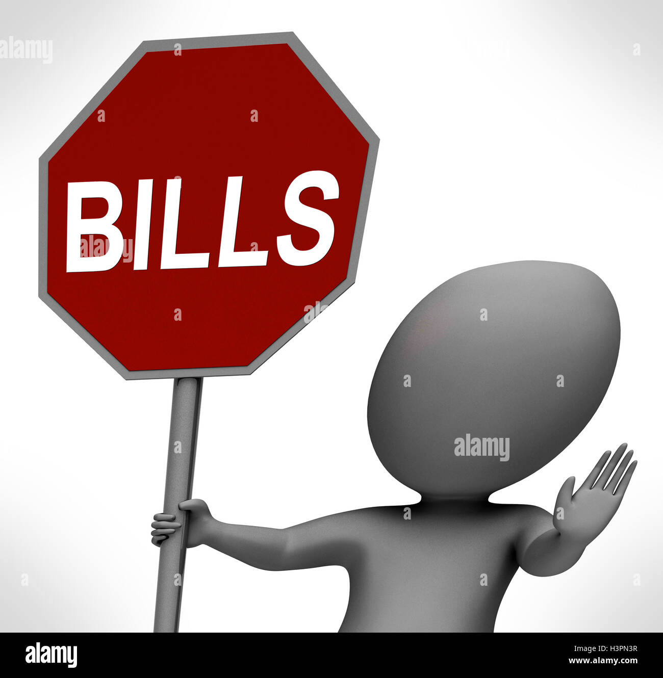 Bills Red Stop Sign Means Stopping Bill Payment Due Stock Photo