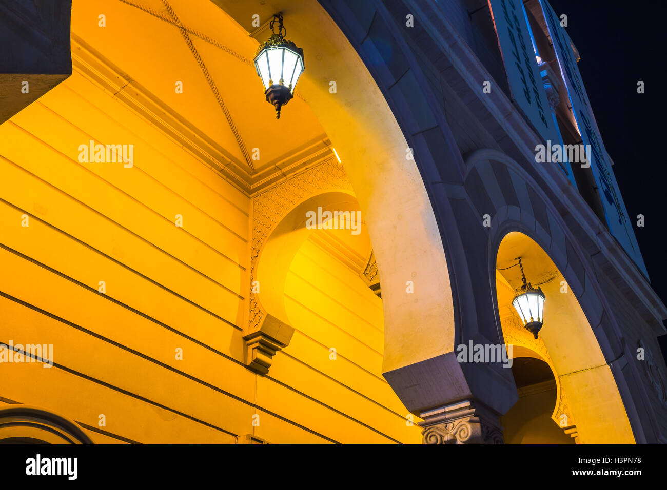 Arab street lanterns in the city of Dubai Stock Photo