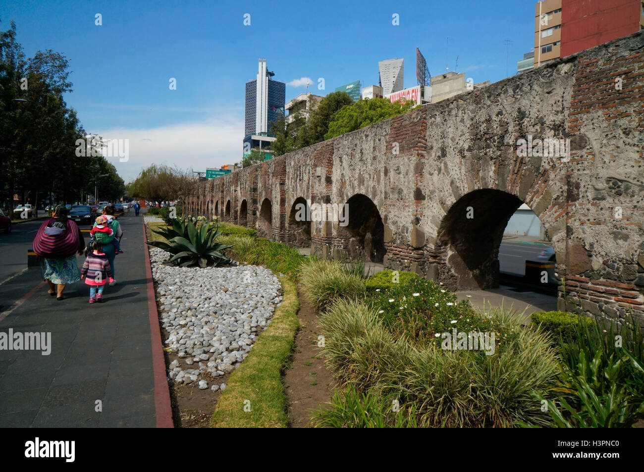 The Chapultepec Aqueduct built by the Aztecs during the Tenochtitlan era, Mexico City, Mexico Stock Photo