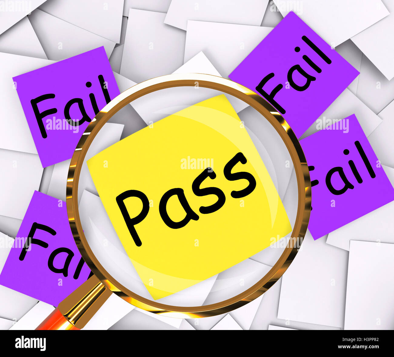 Pass Fail Post-It Papers Shows Acceptable Or Unsatisfactory Stock Photo ...