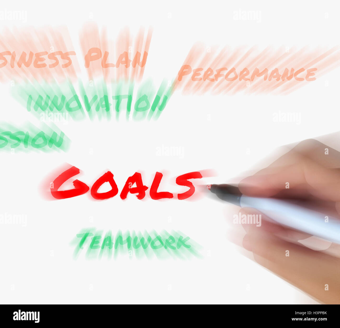 Goals on Whiteboard Displays Targets Aims and Objectives Stock Photo
