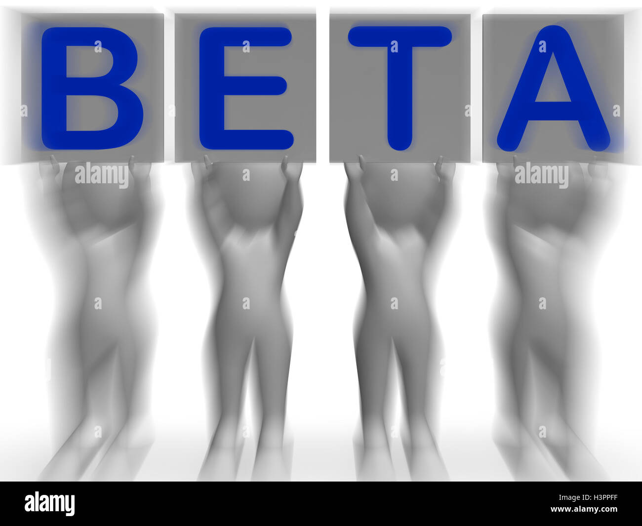 Beta Placards Means Software Testing And Development Stock Photo