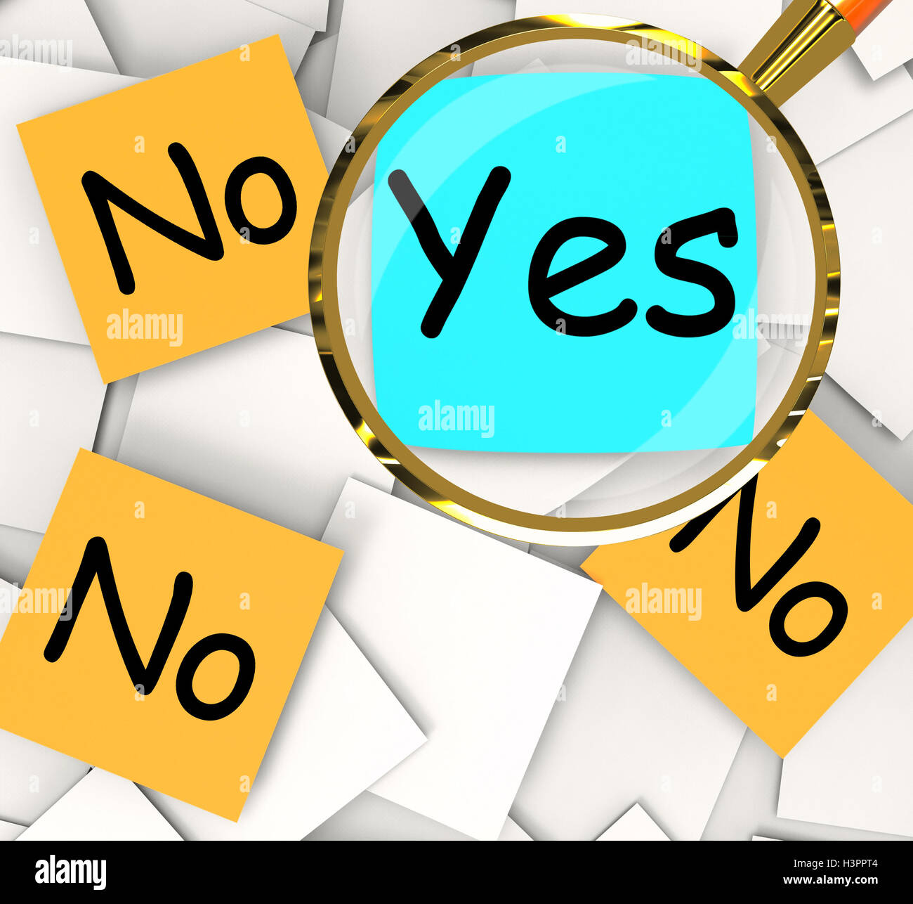 Yes No Post-It Papers Mean Positive Or Negative Response Stock Photo