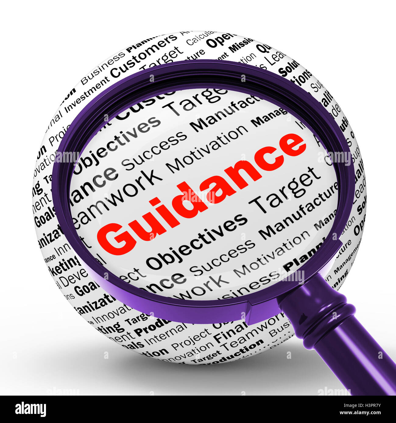 Guidance Magnifier Definition Means Counselling And Help Stock Photo