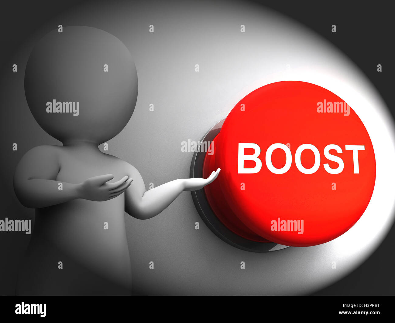 Boost Pressed Shows Imrovement Upgrade And Better Stock Photo