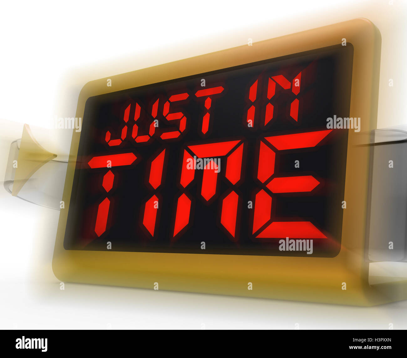 Just in Time Digital Clock Means Not Too Late Stock Photo
