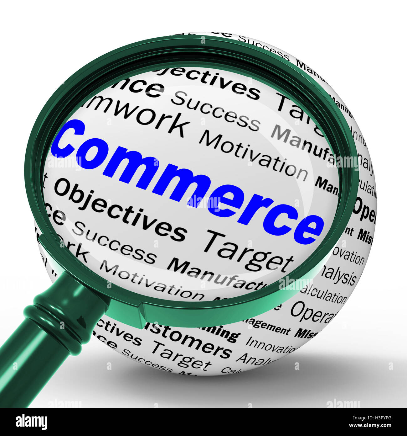 Commerce Magnifier Definition Means Commercial Trade And Busines Stock Photo