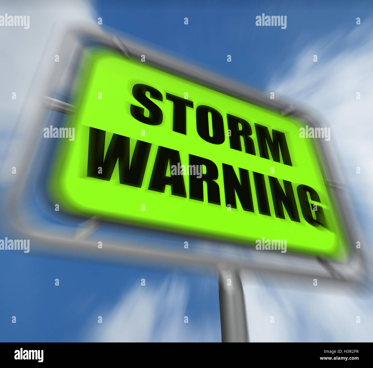 Storm Warning Sign Displays Forecasting Danger Ahead Stock Photo Alamy
