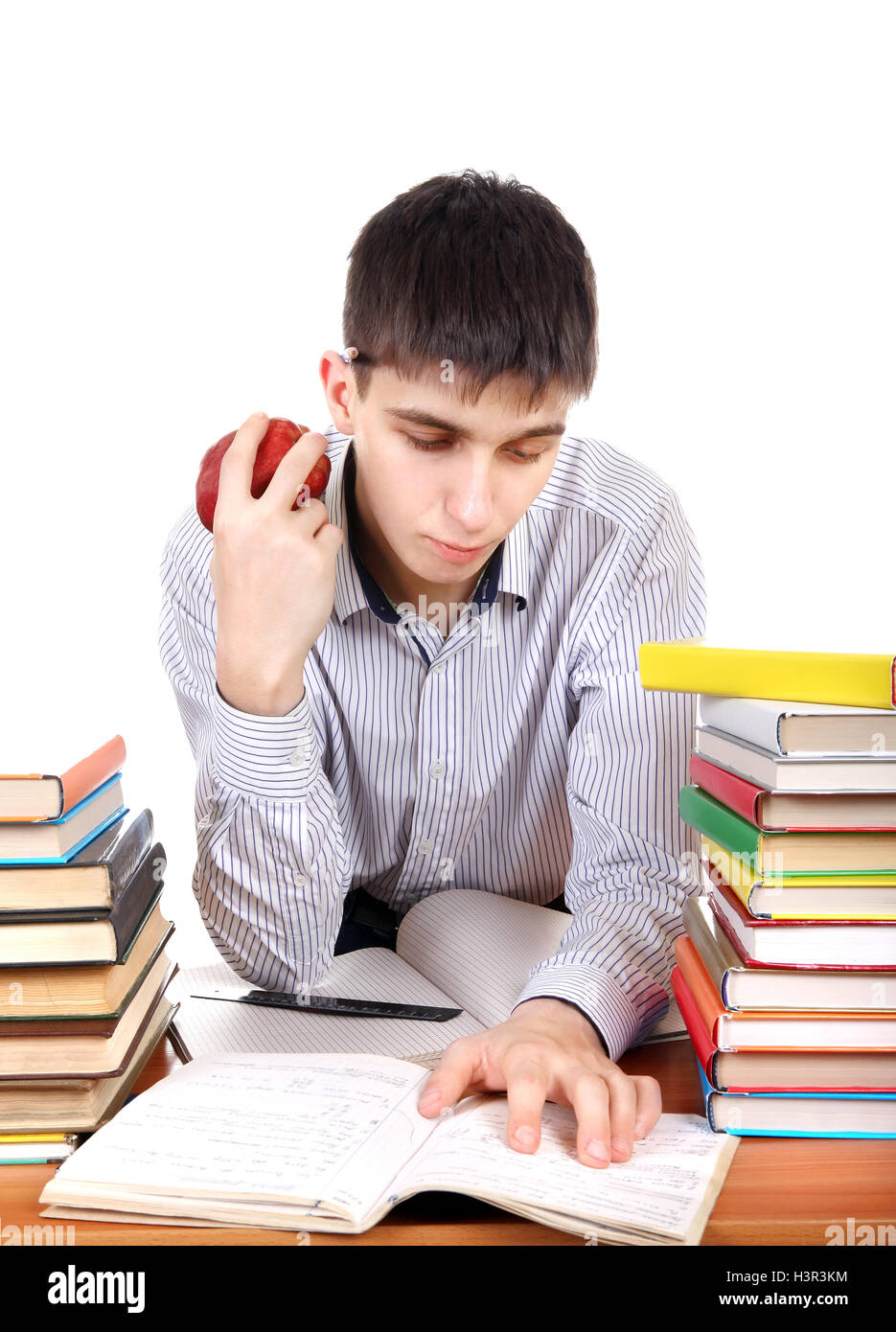 Student with an Apple Stock Photo