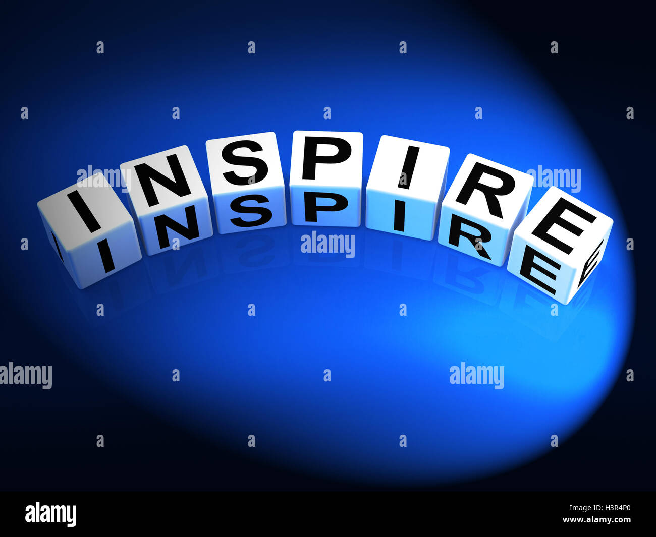 Inspire Dice Show Inspiration Motivation and Invigoration Stock Photo