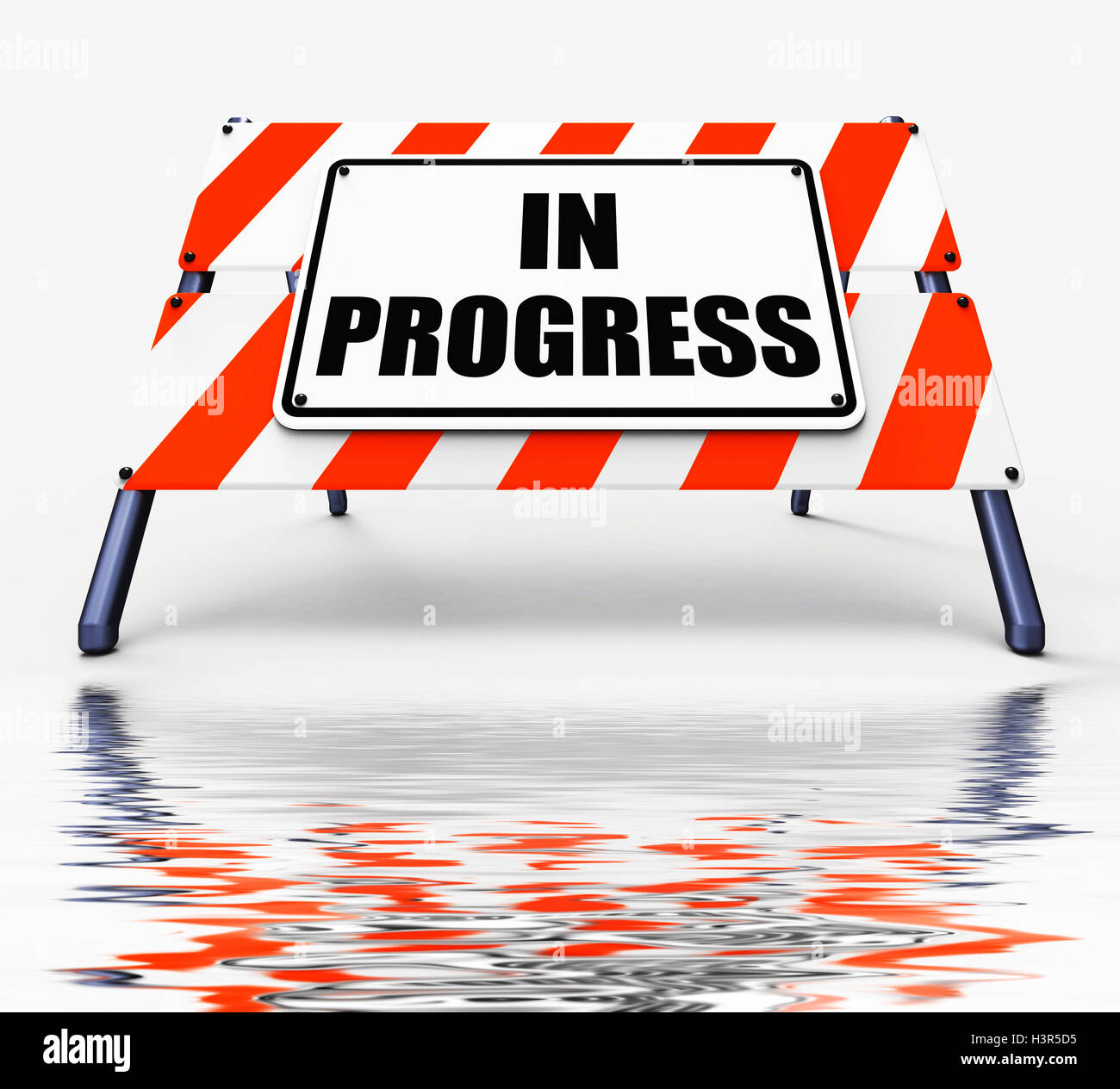 In Progress Sign Displays Ongoing or Happening Now Stock Photo